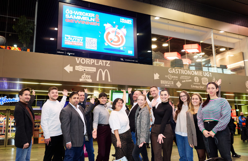 Ö3 Wecker Challenge am Bildschirm: Interaktion im öffentlichen Raum